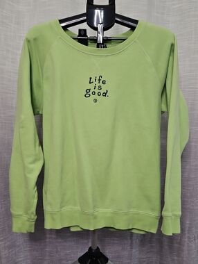 Life Is Good Lime Green Crewneck Sweater with Front Logo